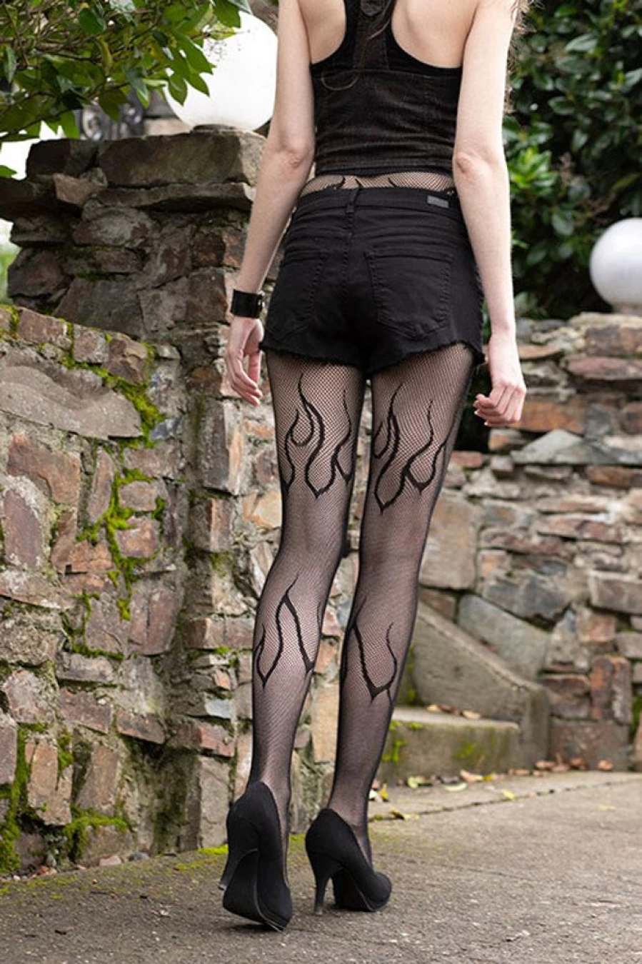 Leg Avenue Flame Net Fishnet Tights for Women - Sexy Gothic Stockings Halloween Costume Accessories