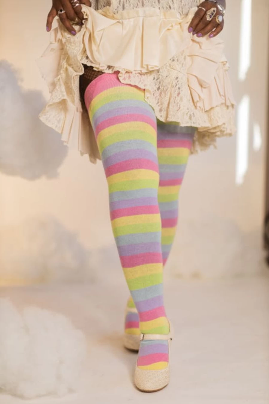 Dreamer Socks Pastel Thigh High Socks - Extra Long XL Foot Candy Color Knee High Stockings