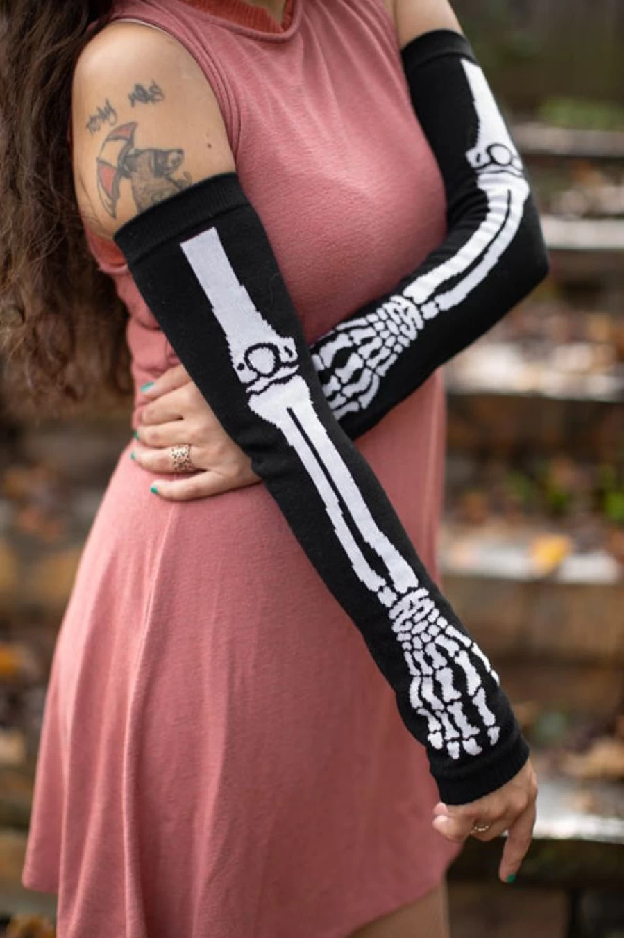 "Tabbisocks Skeleton Print Arm Sleeves - Spooky Halloween & Cosplay Accessories"
