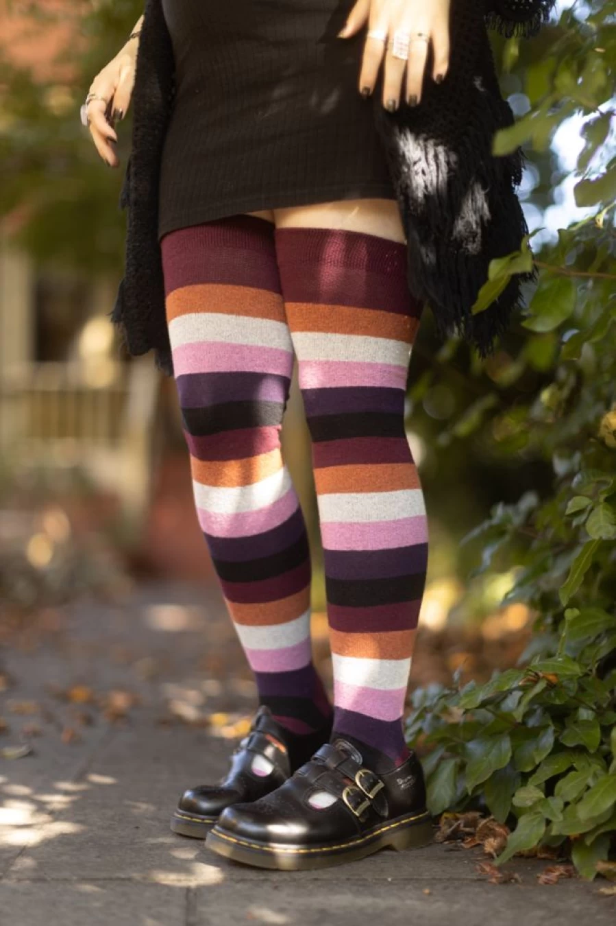 "Dreamer Socks Pride Thigh High Socks - LGBTQ+ Lesbian Rainbow Knee-High Socks for Women"