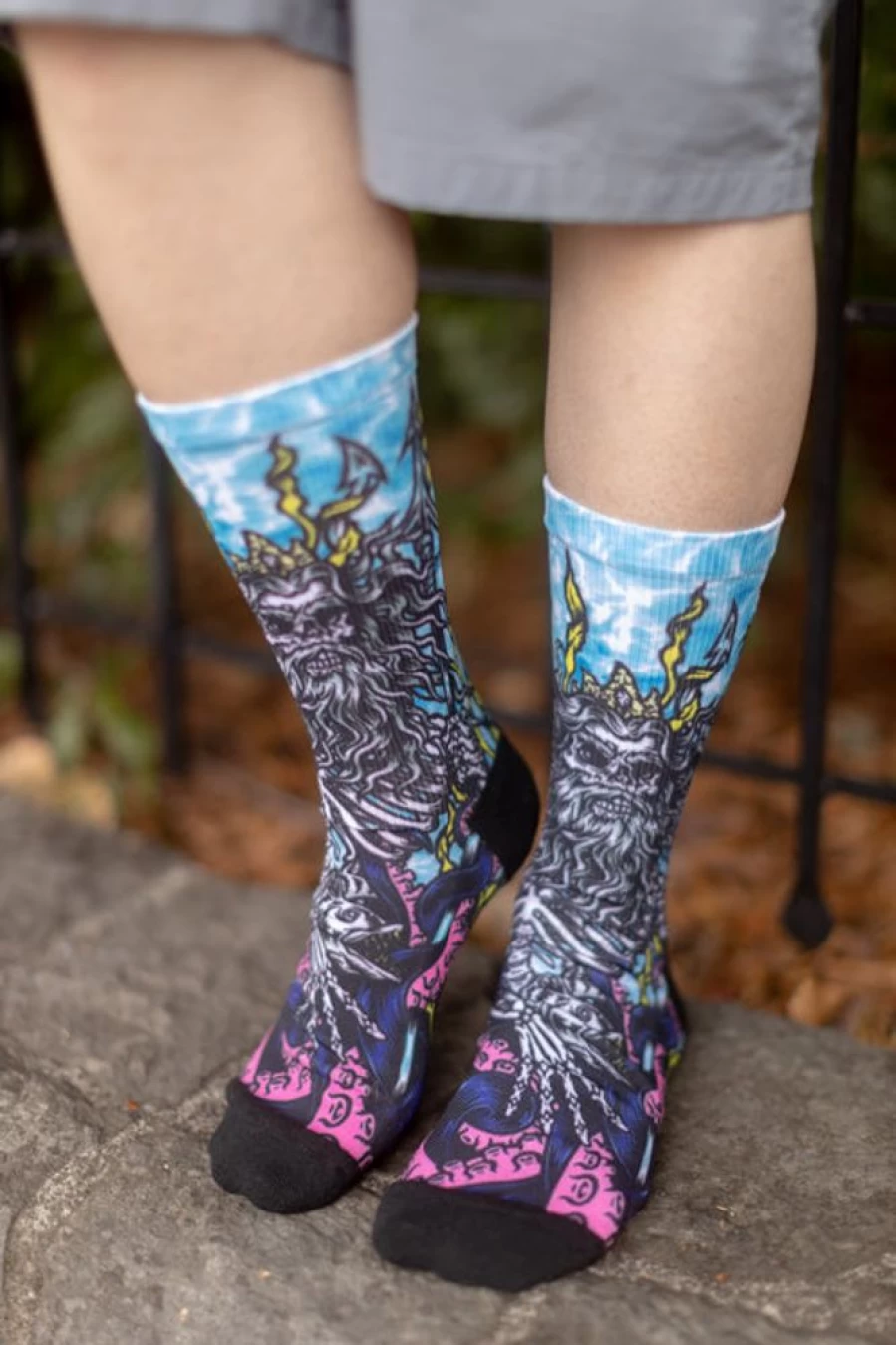 "Socksmith King Poseidon Crew Socks - Mythical Ocean Design Comfortable Men's & Women's Casual Socks"