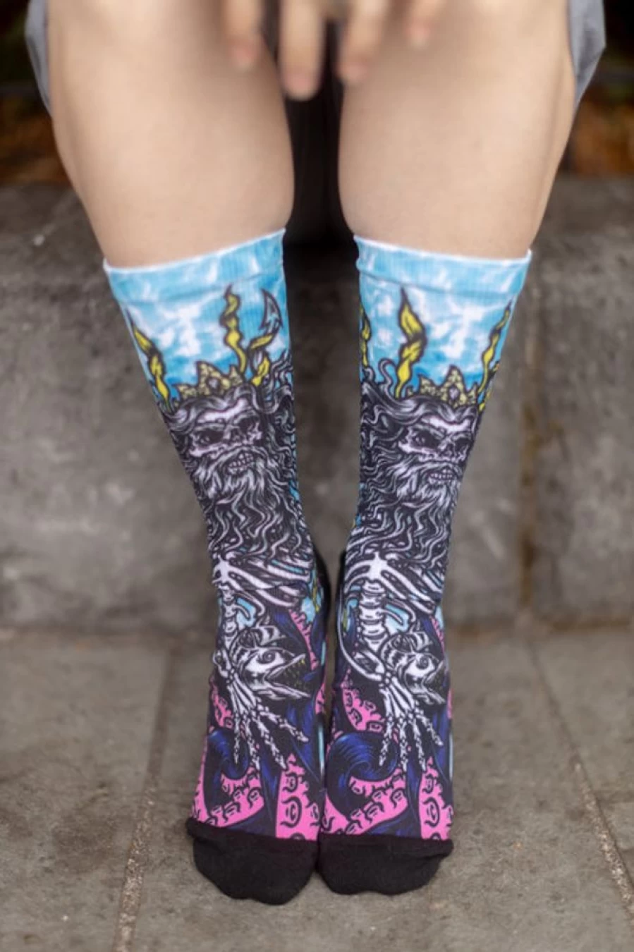 "Socksmith King Poseidon Crew Socks - Mythical Ocean Design Comfortable Men's & Women's Casual Socks"
