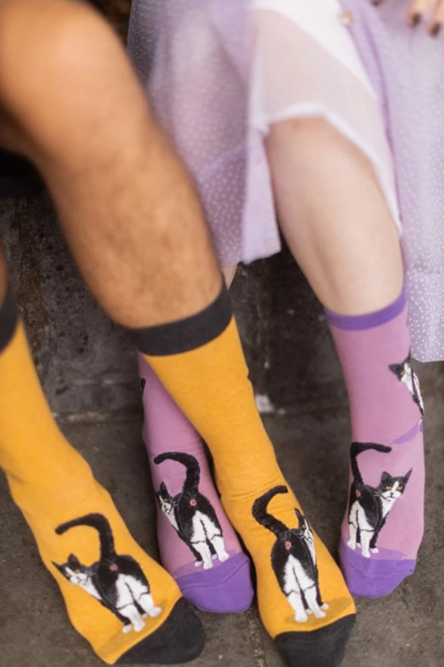"Mod Sock Funny Tuxedo Cat Butt Crew Socks - Novelty Animal Design Gift"